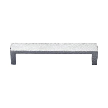 Heritage Brass Cabinet Pull Hammered Wide Metro Design 160mm CTC Satin Chrome Finish