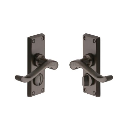 Heritage Brass Door Handle for Privacy Set Bedford Short Design Matt Bronze finish