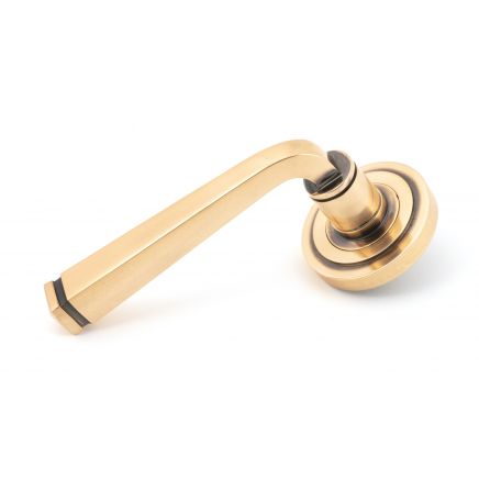 Polished Bronze Avon Round Lever on Rose Set (Art Deco)