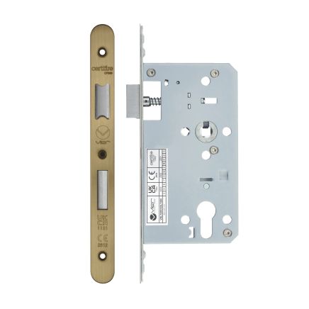 Zoo Hardware Din Euro Sashlock- Backset 60mm - 2 Pc Forend - Radius - AB - Antique Brass