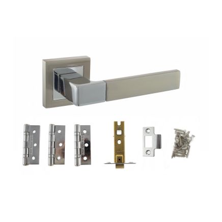 Atlantic Montana Dorpac (2.5" Latch, 3"x2" Hingesx3) - Satin Nickel/Polished Chrome