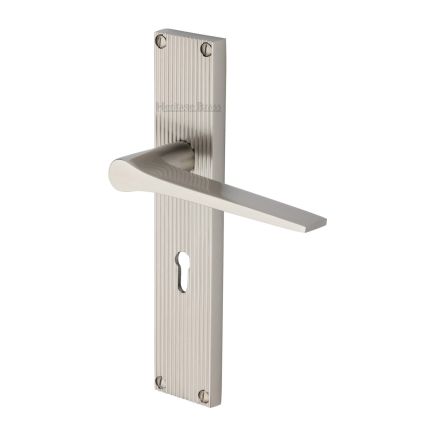 Heritage Brass Gio Reeded Lever Lock Satin Nickel finishUK Design Registration Number 6234527