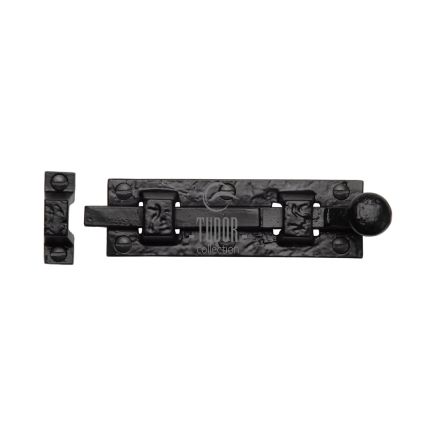 The Tudor Door Bolt Straight 3" Black Iron