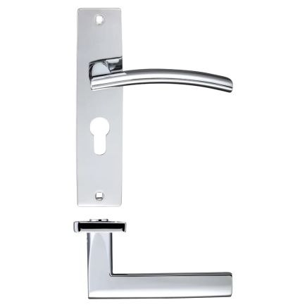 Zoo Hardware Amalfi lever on euro backplate - Polished Chrome