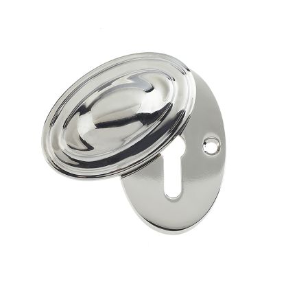 Jedo Lined Oval Covered Escutcheon 36x55mm Polished Nickel - By Frelan Hardware - JV76PN