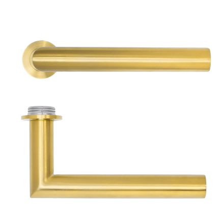 Zoo Hardware Lugano Lever on 32mm Round Mini Rose - PVD Satin Brass