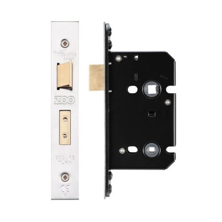 Zoo Hardware Bathroom Lock - 64mm C/W PVD Forend and Strike - Satin Stainless