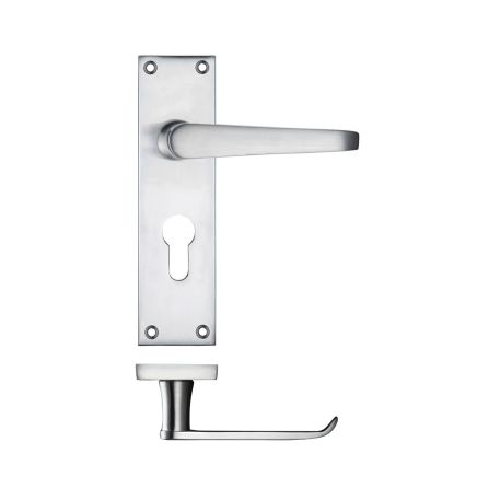 Zoo Hardware Project Victorian flat lever on euro backplate - 150 x 40mm - Satin Chrome