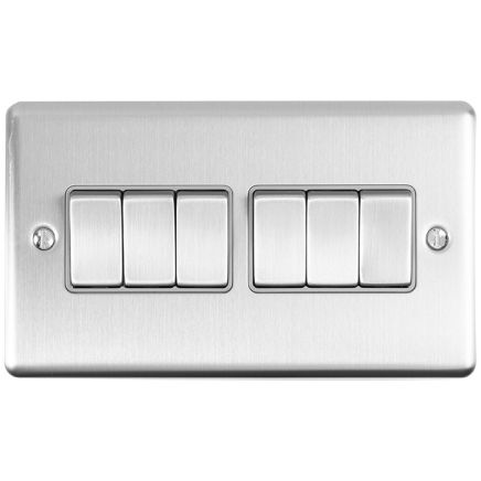 Eurolite Enhance Decorative 6 Gang Switch Satin Stainless Steel