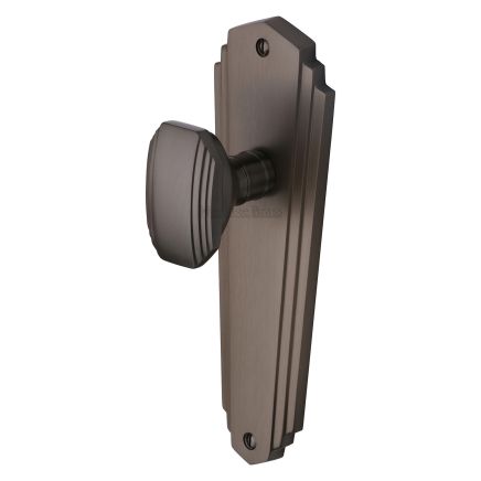 Heritage Brass Mortice Knob on Latch Plate Charlston Design Matt Bronze finish