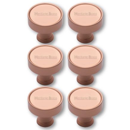 Heritage Brass Cabinet Knob Florence Design 32mm Satin Rose Gold finish