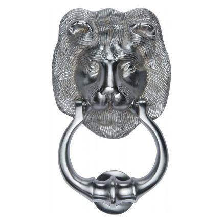 Heritage Brass Lion Knocker Satin Chrome finish