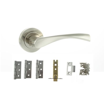 Atlantic Aqua Dorpac (3" Latch, 3"x2" Hingesx3) - Satin Nickel/Nickel Plate