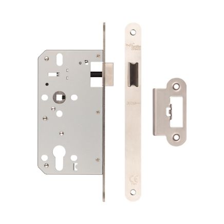 72mm Satin Stainless Steel Din Euro Latch Radiused 60mm Backset - By Frelan Hardware - JL-DL60RSSS