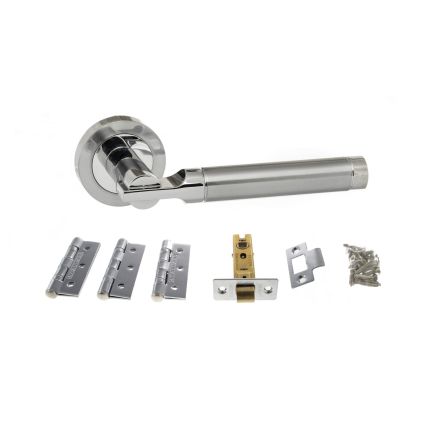 Atlantic Dakota Door Pack Bundle (2.5" Latch, 3"x2" Hingesx3) - Satin Chrome/Polished Chrome