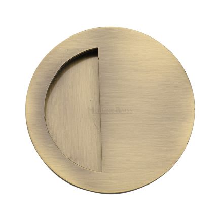 Round Half Moon Flush Pull Antique Brass finish