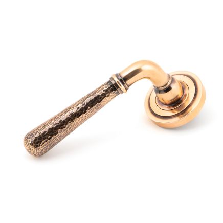 Polished Bronze Hammered Newbury Lever on Rose Set (Art Deco)