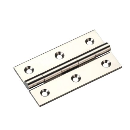 Zoo Hardware Solid drawn brass butt hinge - 64 x 35 x 2mm - Polished Nickel