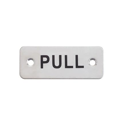 Zoo Hardware Rectangular Pull Sign - 75 x 30mm - Satin Stainless
