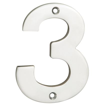 Numerals Number 3 - Bright Stainless Steel