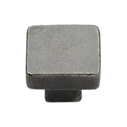 Rustic Pewter Cabinet Knob Square Design 32mm