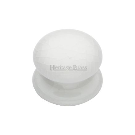 Cabinet Knob White Crackle 32mm with Porcelain base