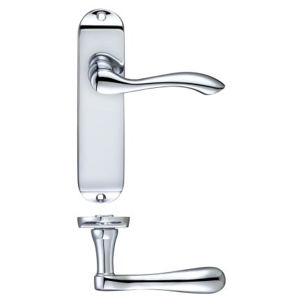 Zoo Hardware Project Arundel lever on latch backplate - 175mm x 42mm - Polished Chrome