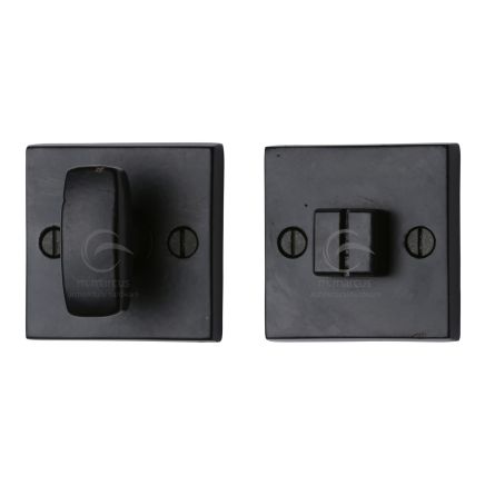 Black Iron Rustic Square Thumbturn & Emergency Release for Bathroom & Bedroom Doors