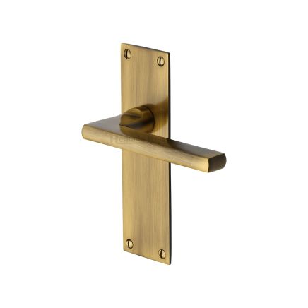 Heritage Brass Door Handle Lever Latch Trident Design Antique Brass Finish