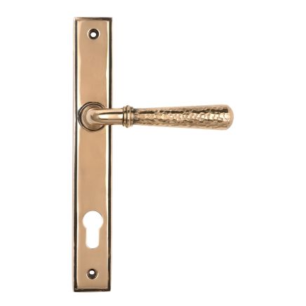 Polished Bronze Hammered Newbury Slimline Espag. Lock Set