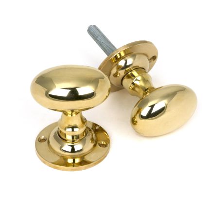 Polished Brass Oval Mortice/Rim Knob Set