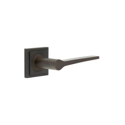 Knightsbridge Door Handle on Square Stepped Rose Dark Bronze - By Frelan Hardware - BUR20KIT85