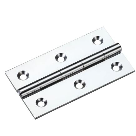 Zoo Hardware Solid drawn brass butt hinge - 75 x 41 x 2mm - Polished Chrome