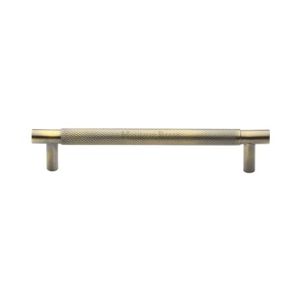 Heritage Brass Cabinet Pull Partial Knurl Design 128mm CTC Antique Brass finish
