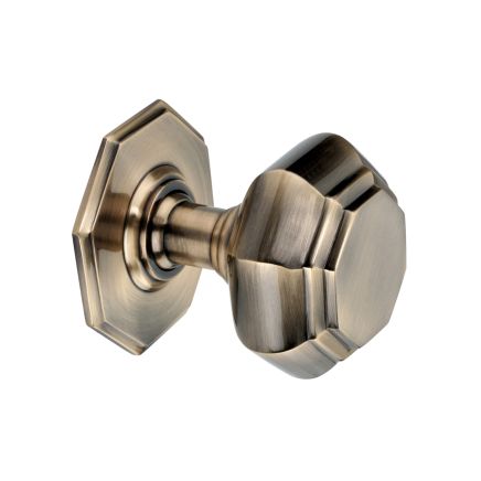 Octagonal Centre Door Knob Antique Brass