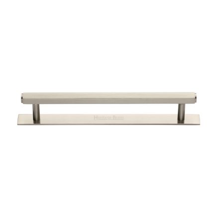 Heritage Brass Cabinet Pull Hexagonal Design with Plate 160mm CTC Satin Nickel Finish