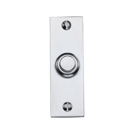 Heritage Brass Rectangular Bell Push Satin Chrome finish