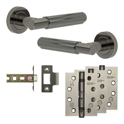 Complete Bloom Door Handle Pack - Internal Doors - Black Nickel - 64mm / 4-inch Hinges - JE-B1A-BN