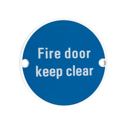 Zoo Hardware Fire Door Keep Clear - 76mm dia - White