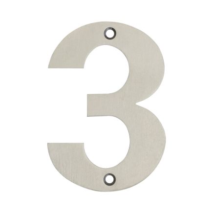 100mm Numerals SSS Finish 100mm Satin Stainless Steel No. 3 - By Frelan Hardware - JSS-3