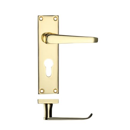 Zoo Hardware Project Victorian flat lever on euro backplate - 150 x 40mm - Electro Brass