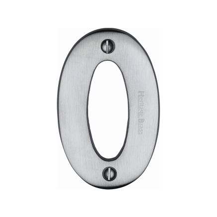 Heritage Brass Numeral 0 Face Fix 76mm (3") Satin Chrome finish