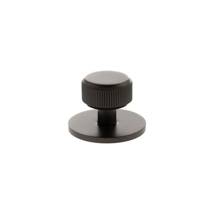 Millhouse Brass Battersea Linear Round Cabinet Knob Handle on Backplate - Urban Dark Bronze