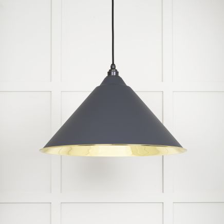 Smooth Brass Hockley Pendant in Slate
