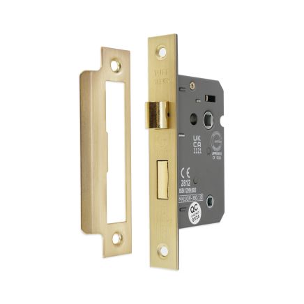 3" CE 3 Lever Bathroom Lock FD60 - Satin Brass