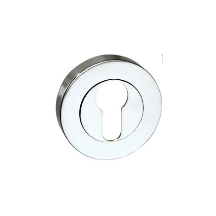 Senza Pari Euro Escutcheons on Round Rose - Polished Chrome (Pair)
