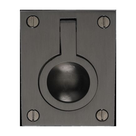 Heritage Brass Cabinet Pull Flush Ring Design 50mm Matt Bronze finish