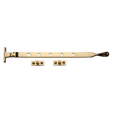 Heritage Brass Casement Window Stay Ball Design 12" Polished Brass finish