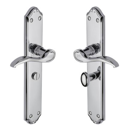 Heritage Brass Door Handle for Bathroom Verona Design Polished Chrome finish