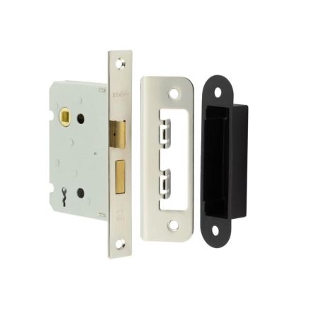 Jedo Kontrax 2 Lever Sashlocks with Square Forend & Radiused Strike Plate 76mm Nickel Plate - By Frelan Hardware - JL480NP